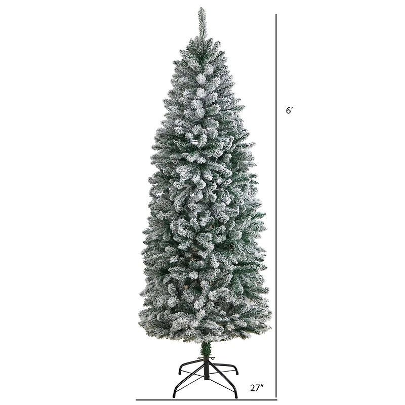 6ft. Unlit Slim Flocked Montreal Fir Artificial Christmas Tree
