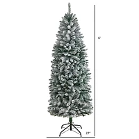 6ft. Unlit Slim Flocked Montreal Fir Artificial Christmas Tree
