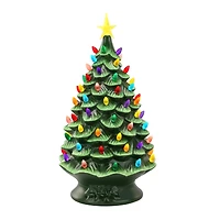 24" Green Lit Nostalgic Christmas Tree