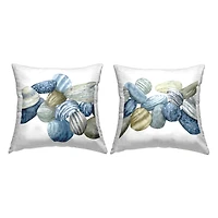 Stupell Industries Rows of Stones Organic Blue Brown Patterns 2 Pillows, Each 18" x 18"