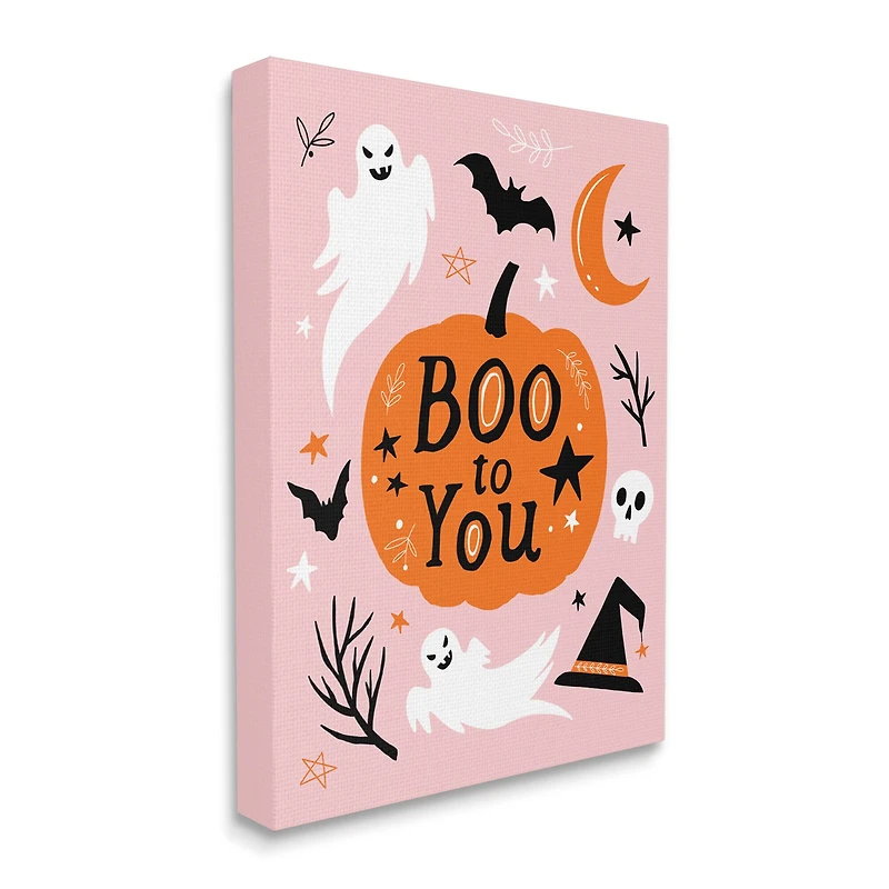 Stupell Industries Boo to You Halloween Elements Canvas Wall Art