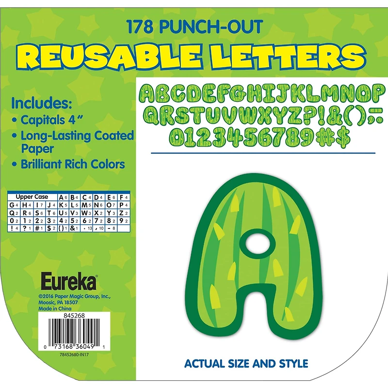 Eureka® A Sharp Bunch 4" Cactus Reusable Punch-Out Letters, 3 Packs of 178
