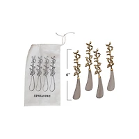 Hello Honey® Stainless Steel & Brass Canapé Knives with Leaves Handles Set