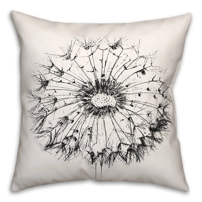 18" Sketchy Dandelion Indoor/Outdoor Pillow