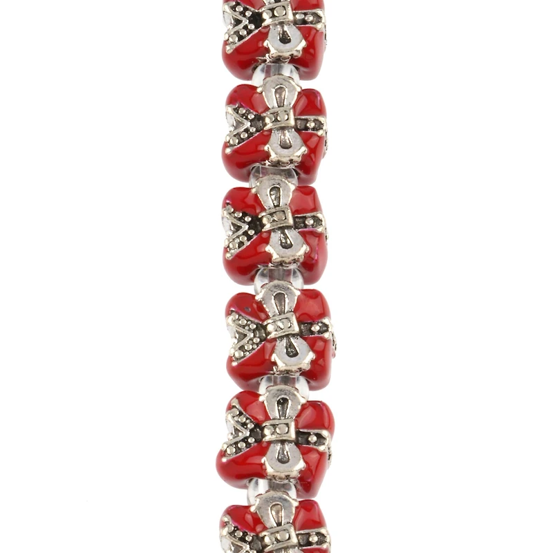Red & Silver Bow Accented Beads, 10mm by Bead Landing™