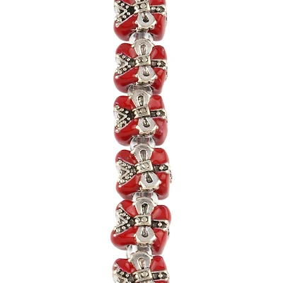 Red & Silver Bow Accented Beads, 10mm by Bead Landing™