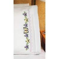 Janlynn® Pansies & Butterflies Stamped Cross Stitch Pillowcase Set