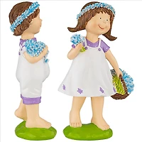 Design Toscano 15" Bluebonnet Twins Springtime Children Garden Statue Set