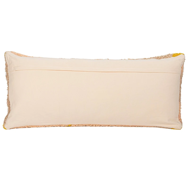 Hello Honey® 36" Pink, Yellow & Cream Wool Shag Lumbar Pillow