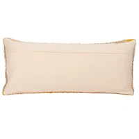 Hello Honey® 36" Pink, Yellow & Cream Wool Shag Lumbar Pillow