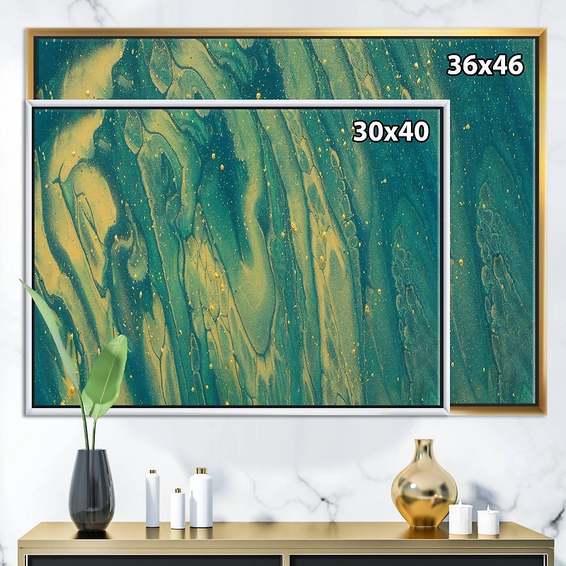 Designart - Emerald Green and Gold Marble