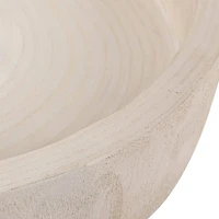 Hello Honey® 17" Whitewashed Round Hand-Carved Decorative Paulownia Wood Tray