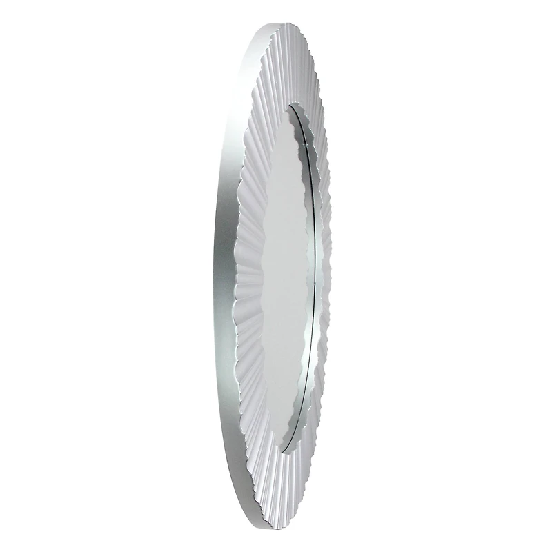 20" Silver & White Elegant Fluted Round Wall Mirror