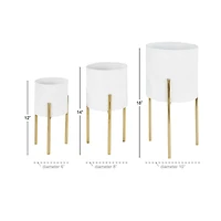 White Metal Contemporary Planter Set