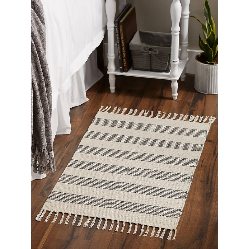 DII® Gray Ticking Stripe Hand-Loomed Rug, 2ft. x 3ft.