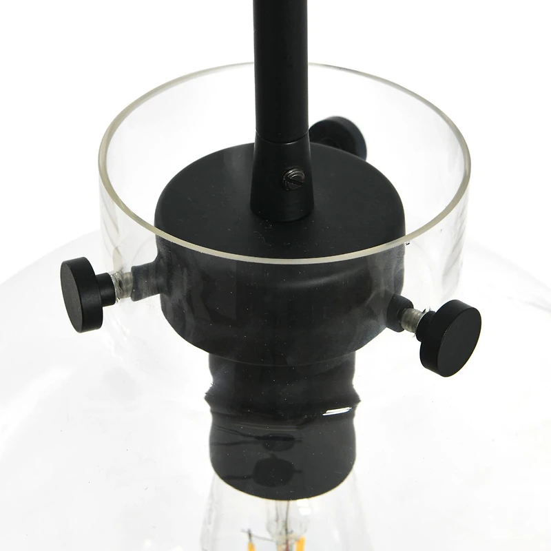 Hello Honey® Robert Stevenson Lighting Marson 15" Clear Glass & Matte Black Metal Ceiling Light