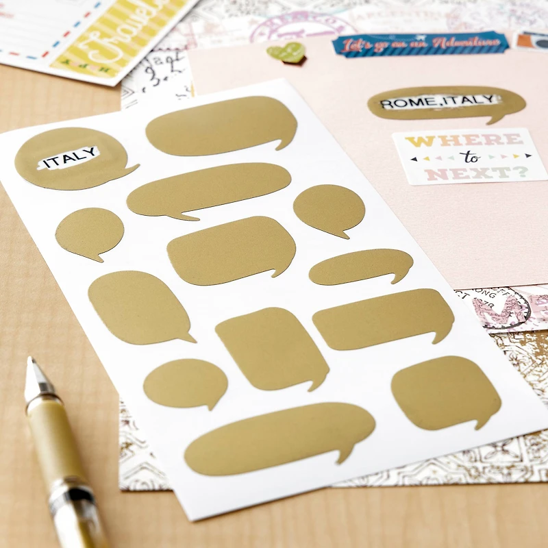 Gold Word Bubble Scratch & Reveal Stickers by Recollections™