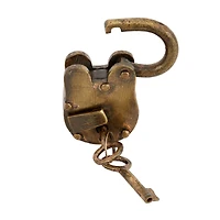 Brass Iron Eclectic Lock And Key, 2" x 3"