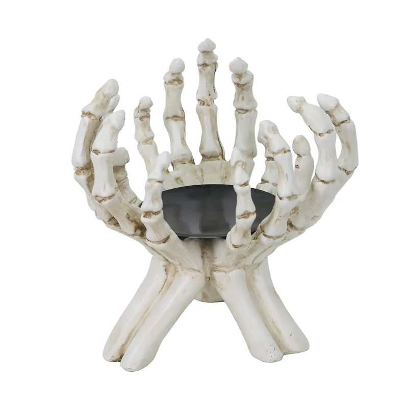 7" Skeleton Hands Pillar Candle Holder by Ashland®
