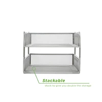Mind Reader Silver 2 Piece Stackable Metal Mesh Letter Tray