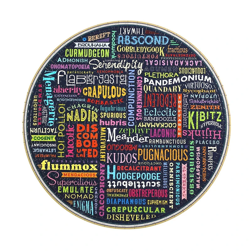 eeBoo Piece & Love "100 Great Words" 500 Piece Round Jigsaw Puzzle