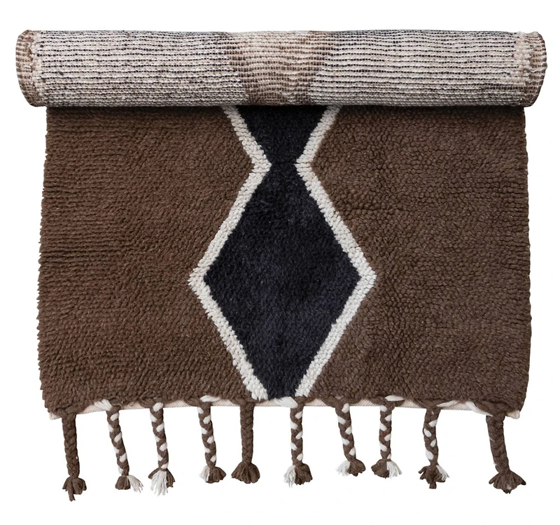 Hello Honey® Cotton and Wool Blend Rug with Pattern and Braided Tassels, 4ft. x 6ft.