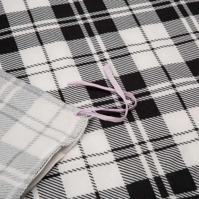 Glitzhome® Polar Fleece Black & White Plaid Reversible Duvet Cover