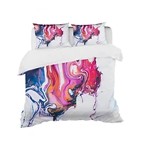 Designart 'Purple, Pink and Blue Marble Composition' Mid-Century Modern Bedding Set