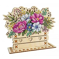 MP Studia Flowers Cross Stitch On Wood Kit