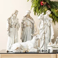 Glitzhome® 10-Piece Ivory & Gold Resin Nativity Figurine Set
