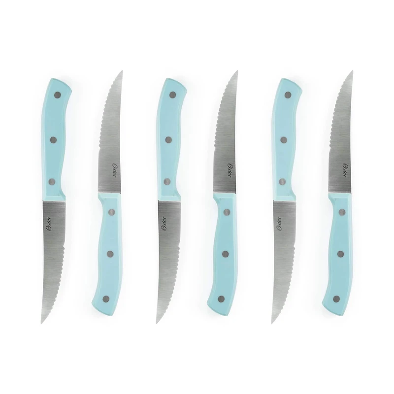 Oster Steffen 14-Piece Blue Stainless Steel Cutlery Set with Storage Block