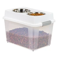 IRIS 45qt. Clear/White/Gray Airtight Elevated Feeder Storage Container