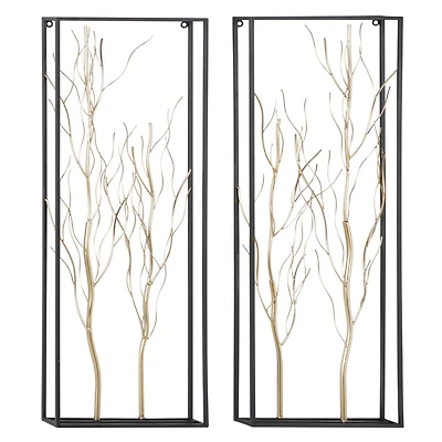 36" Gold Metal Glam Floral Wall Décor Set