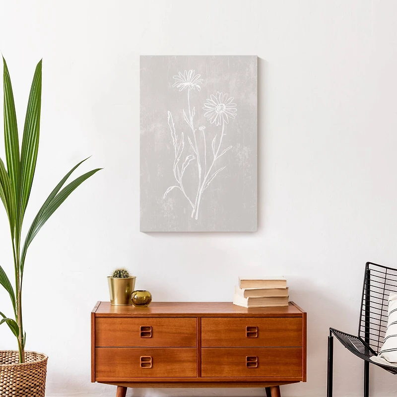 Simple White Floral I Canvas Wall Art