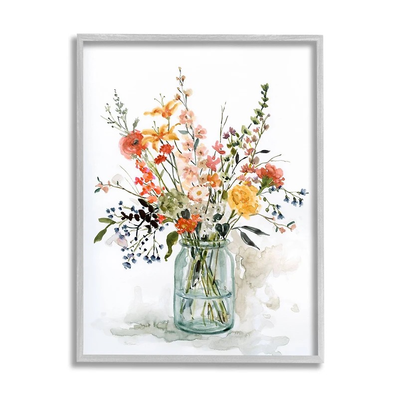 Stupell Industries Warm Summer Meadow Floral Bouquet Still Life Painting Framed Wall Art