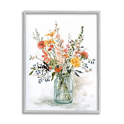 Stupell Industries Warm Summer Meadow Floral Bouquet Still Life Painting Framed Wall Art