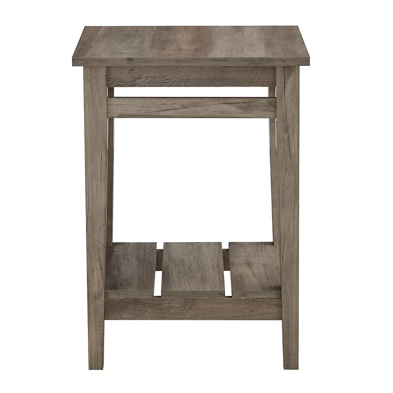 Walker Edison 18" Gray Wash Farmhouse Trim Side Table