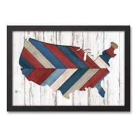 Herringbone Americana USA Black Framed Canvas