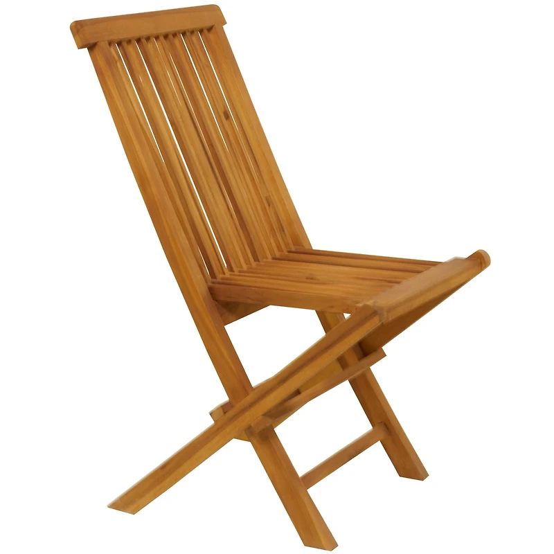 36" Brown Teak Wood Folding Outdoor Dining Chair Set
