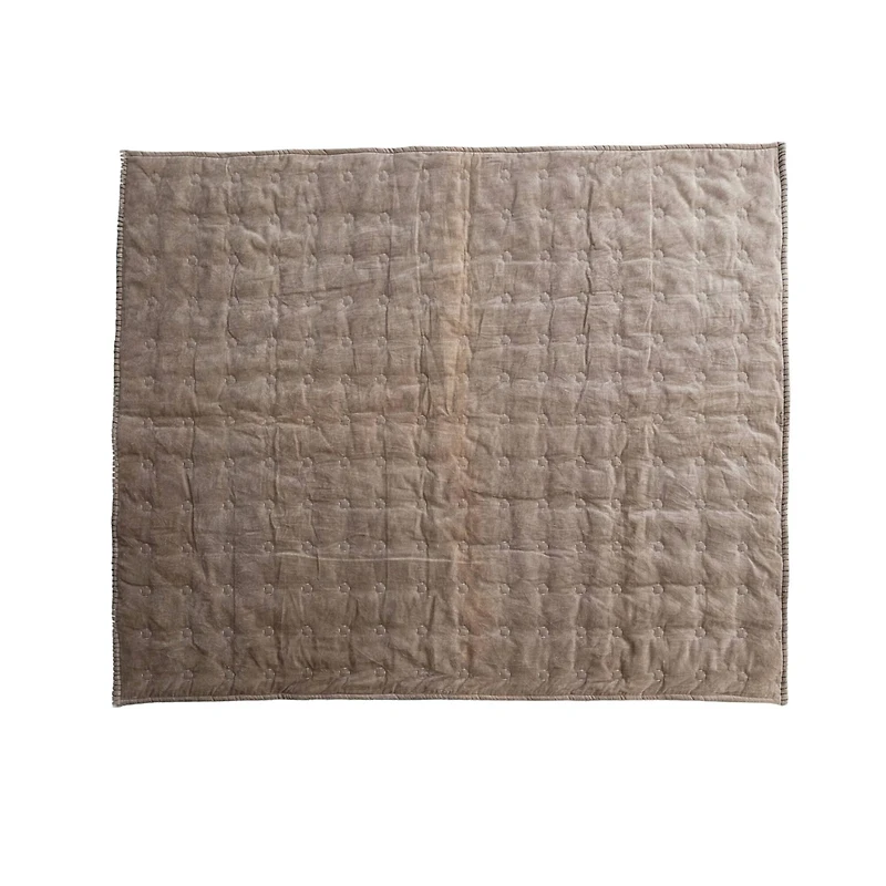 Hello Honey® Taupe Cotton Velvet Quilted Throw