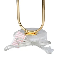 CosmoLiving by Cosmopolitan White Marble Modern Accent Lamp, 20" x 12" x 12"