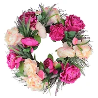 22" Pink Peony & Twig Spring Floral Wreath