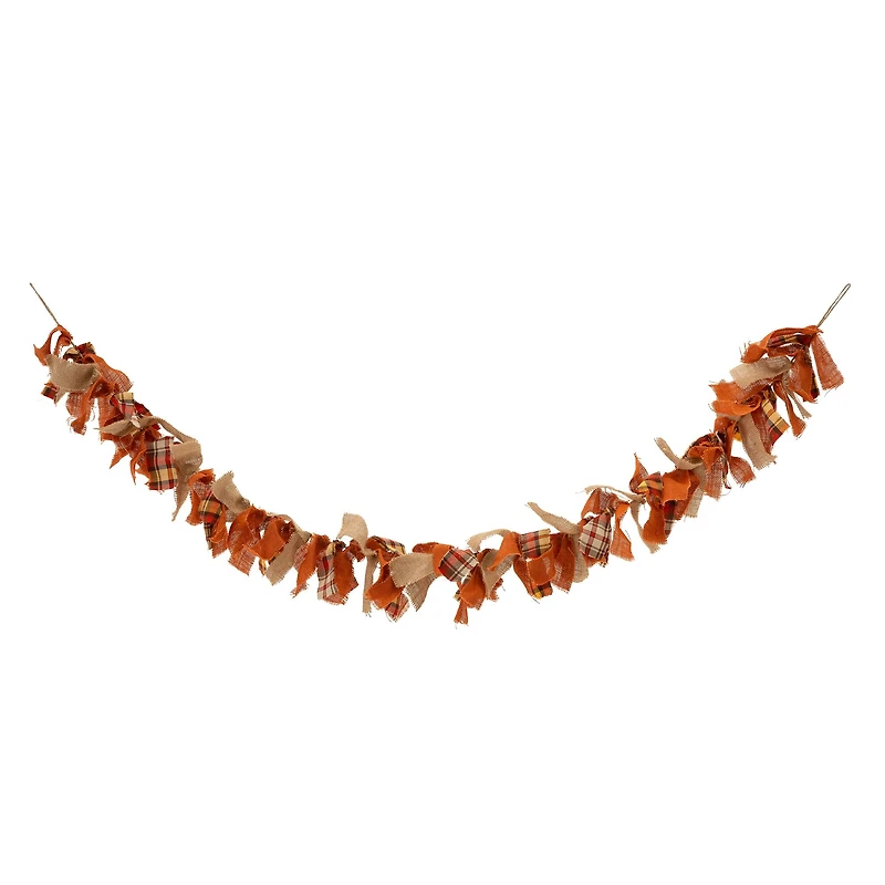 Glitzhome® 6ft. Fall Plaid Fabric Garland