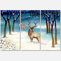 Designart - Winter Landscape With Deers
