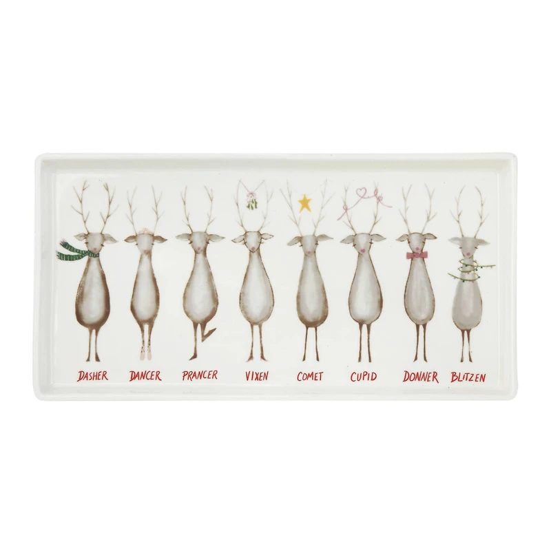 Hello Honey® 12.75" Santa's Reindeer Rectangle Stoneware Serving Platter