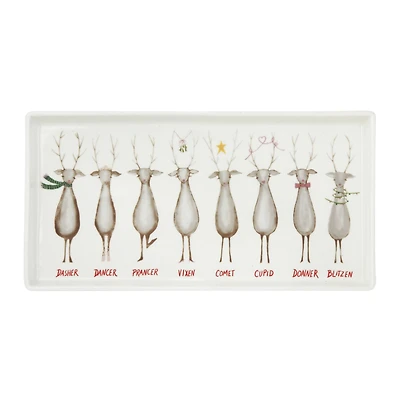 Hello Honey® 12.75" Santa's Reindeer Rectangle Stoneware Serving Platter