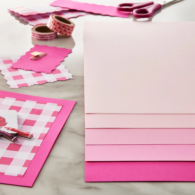 12 Packs: 50 ct. (600 total) Pink Buttons 8.5" x 11" Cardstock Paper by Recollections™