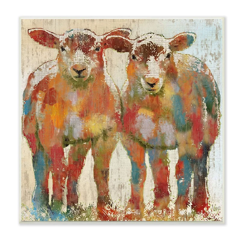 Stupell Industries Abstract Sheep Pair Contemporary Rustic Patchwork Pattern,12" x 12"