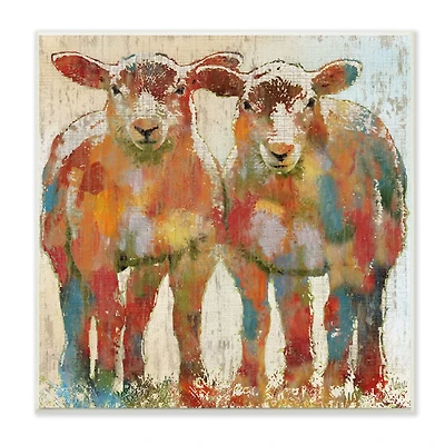 Stupell Industries Abstract Sheep Pair Contemporary Rustic Patchwork Pattern,12" x 12"