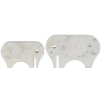 White & Gray Abstract Marble Elephant Sculpture Set